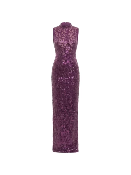 Rochie maxi Saiid Kobeisy cu broderie violet
