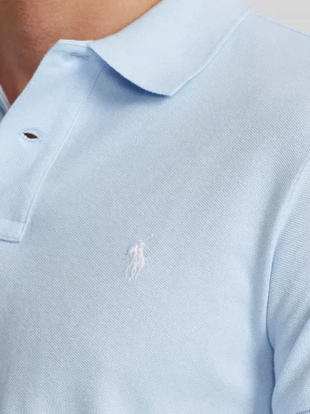 Koszulka polo o kroju slim fit z czystej bawełny Polo Ralph Lauren niebieska