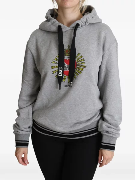Hanorac cu glugă Dolce & Gabbana cu motiv cu inimi gri