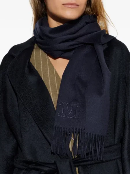 Fular Max Mara cu broderie albastru
