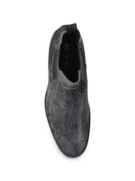 Μπότες chelsea Etro σουέντ με σχέδιο paisley γκρι