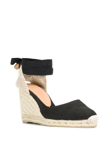 Espadrilės Castañer ant pleištinio kulniuko juoda