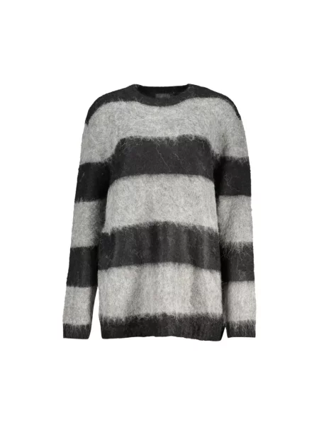 Dzianinowe jeansy Guess w paski z długim rękawem szare