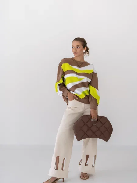 Seven Eleven Широкі джинси бежевий