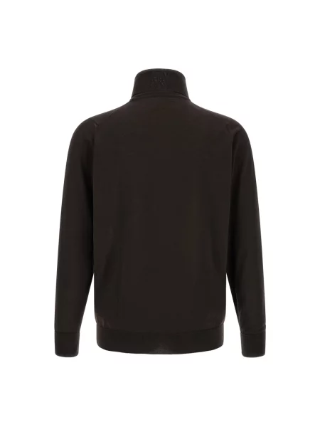 Lniany sweter z golfem John Smedley brązowy