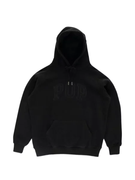 Hanorac cu glugă Pop Trading Company din fleece negru