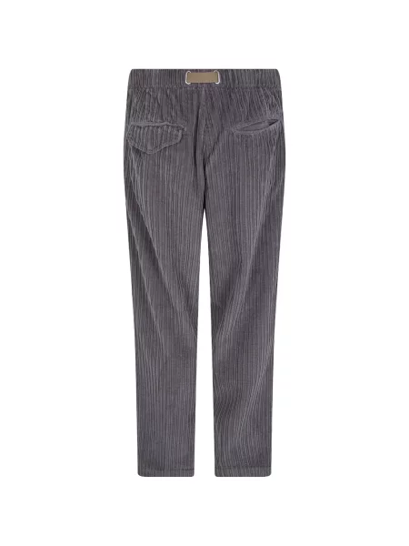 Cu centură pantaloni Whitesand de catifea cord gri