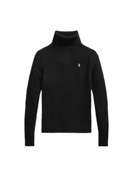 Polo Ralph Lauren sweter wełniany lekki z golfem czarny