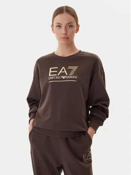 Суитчър Ea7 Emporio Armani с принт кафяво