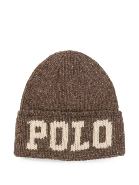 Căciulă Polo Ralph Lauren tricotate chunky în carouri gri