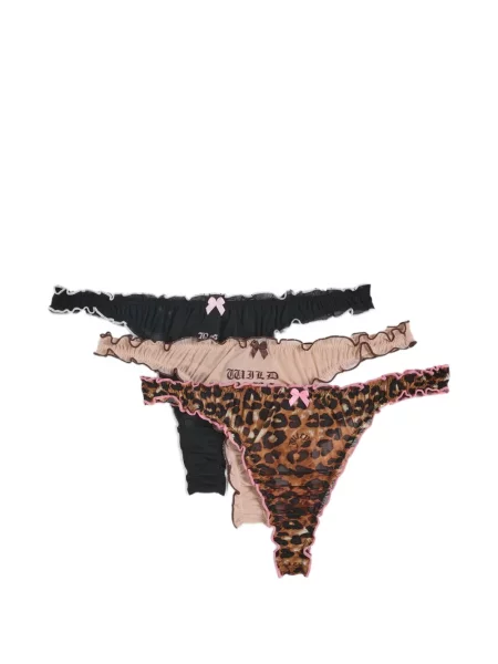 Chiloți tanga Juicy Couture cu volane plasă maro