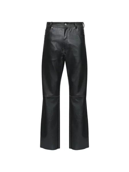 Pantaloni Mm6 Maison Margiela din piele negru