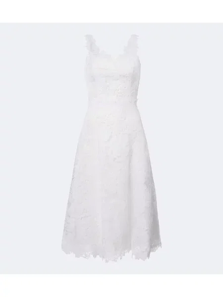 Rochie midi Carolina Herrera cu model floral din dantelă alb