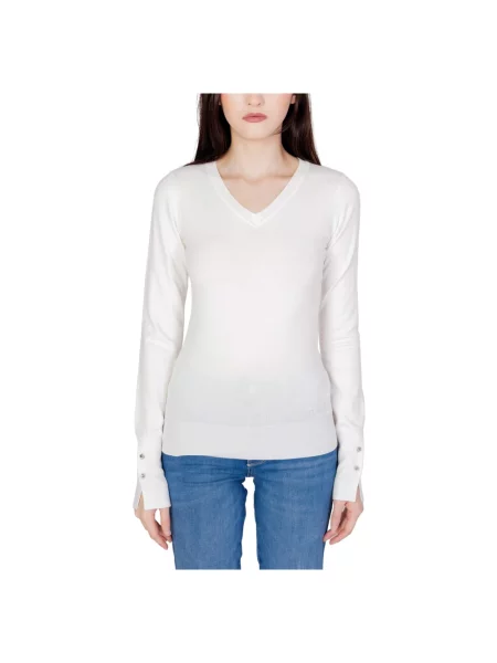 Długi lekki sweter Guess z długim rękawem biały