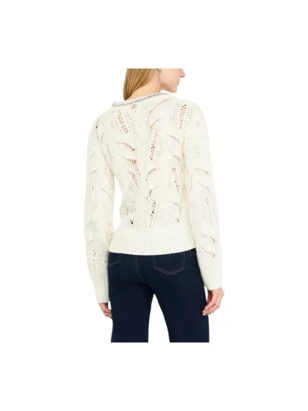 Sweter Liu Jo wełniany z długim rękawem biały