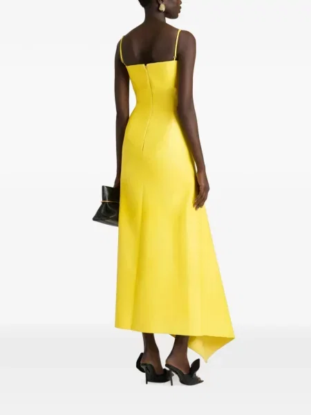 Rochie Givenchy cu funde din piele galben