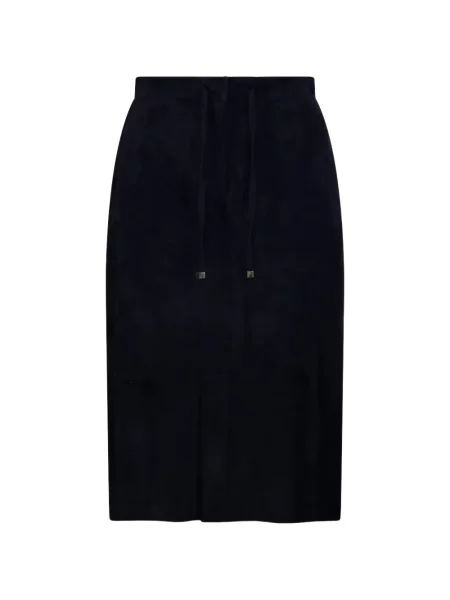Fustă midi 's Max Mara din piele de căprioară cu cordon albastru