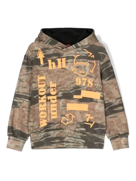 Bluza z kapturem dziecięca Diesel brązowa