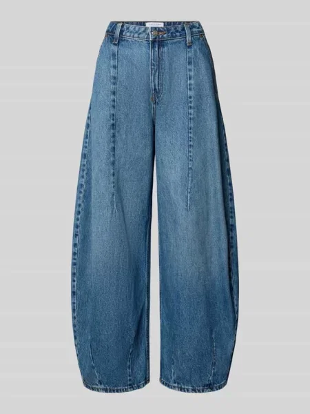 Jeansy o kroju barrel fit ze szwami działowymi model MATHILDE' Topshop niebieskie