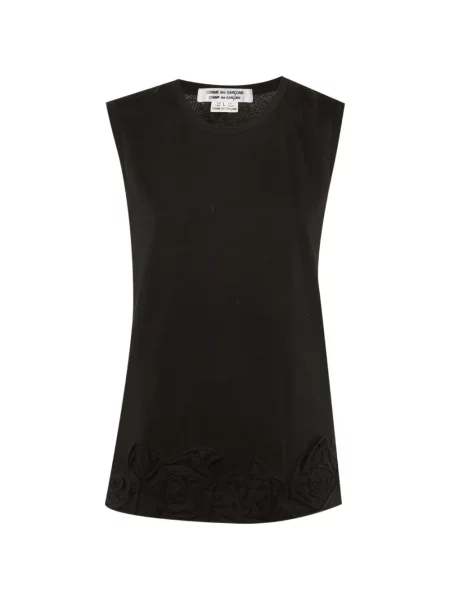 Top Comme Des Garçons cu model floral cu aplicații negru