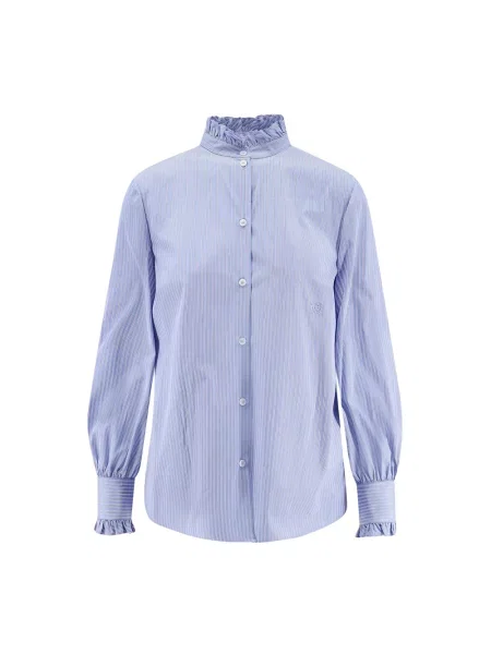 Lniana koszula Valentino w paski niebieska