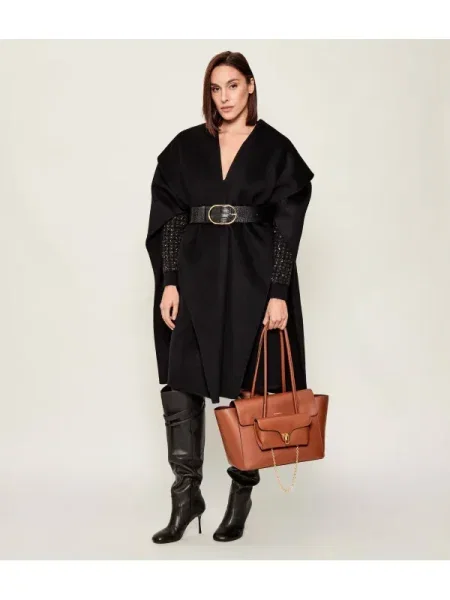 Elisabetta Franchi Gyapjú poncsó | Oversize fit fekete