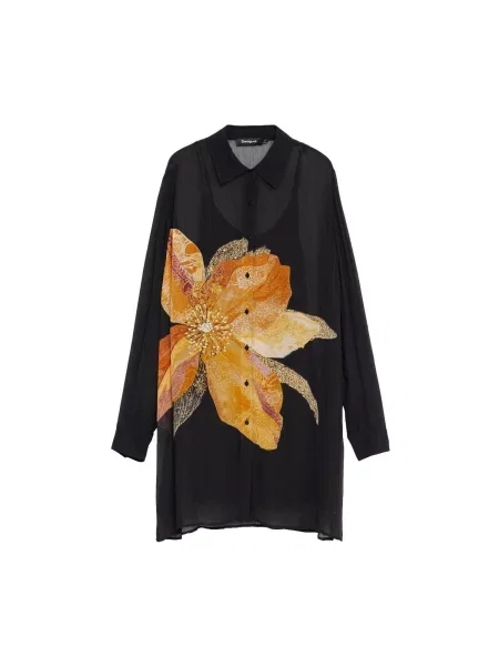 Desigual Rochie tip bluză bej / portocaliu homar negru