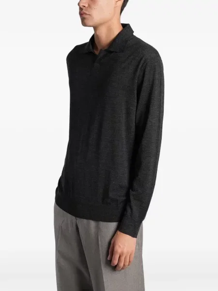 Gulerat lung tricou polo Ballantyne gri