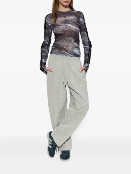 Lung tricou Adidas cu imagine plasă alb