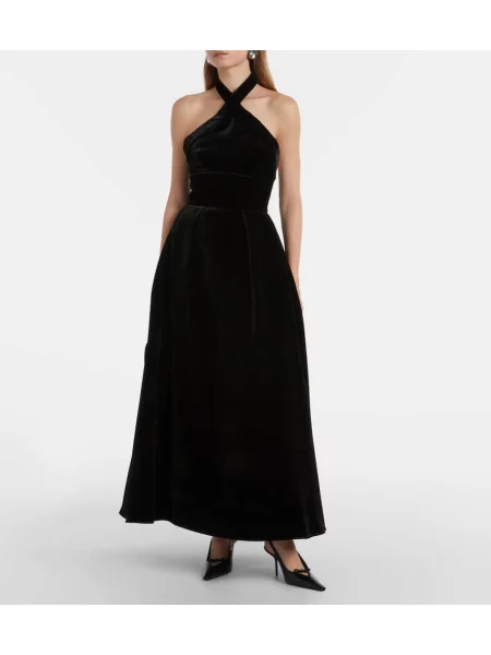 Rochie Elie Saab de catifea cu gât halter negru