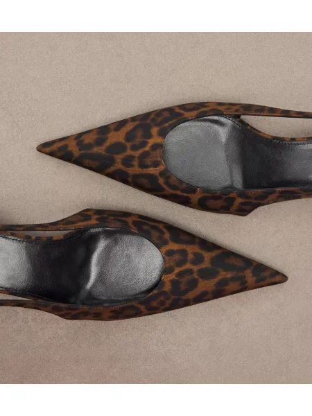 Pantofi cu toc Saint Laurent cu imagine cu model leopard slingback