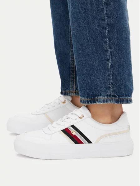 Tenisice Tommy Hilfiger Th Platform Vulc Leather bijela