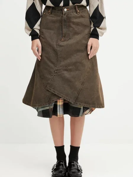 Andersson Bell fustă din denim Custom Flare Layered midi evazați maro