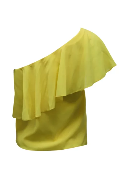Top Alice + Olivia cu volane cu un umăr gol galben