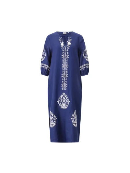 Sukienka midi Emily Van Den Bergh boho do kolan niebieska