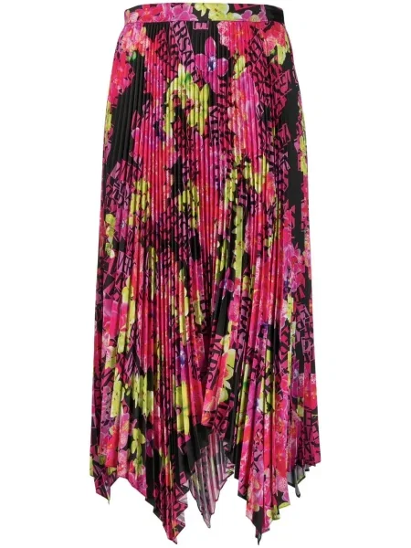 Fustă midi Versace cu imprimeu abstract până la genunchi negru