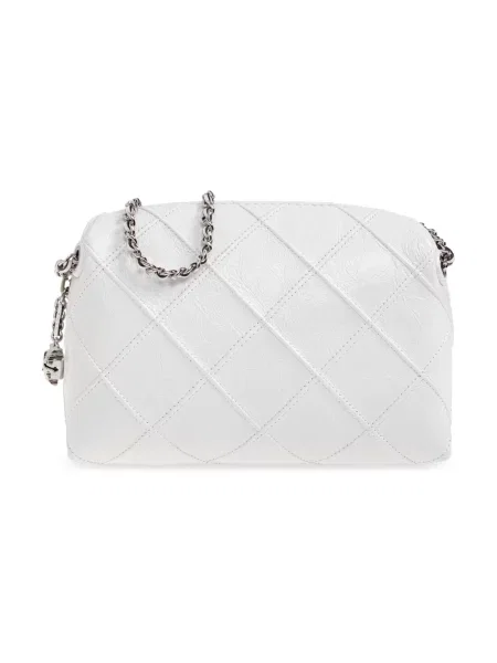 Torebka skórzana Tory Burch z przetarciami bez fiszbin biała