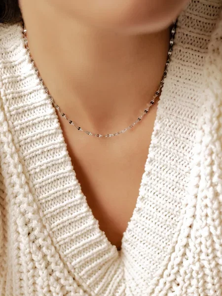 Hey Happiness Lanțuri Rolo Choker argintiu