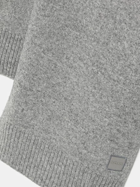 Шерстяной однотонный шарф Boss Orange черный