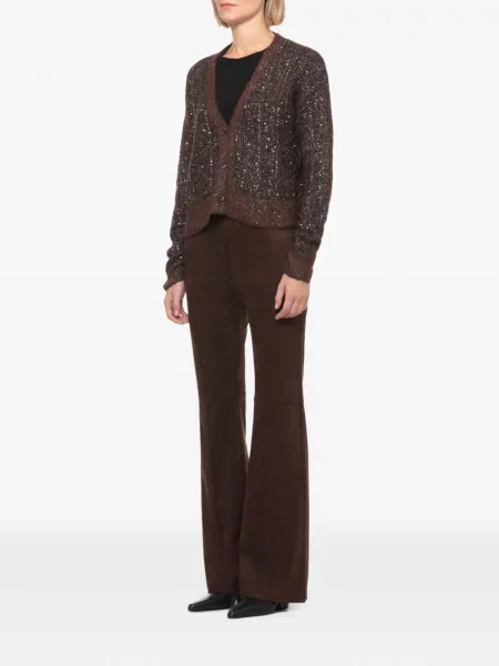 Cardigan D.exterior cu paiete tricotate maro