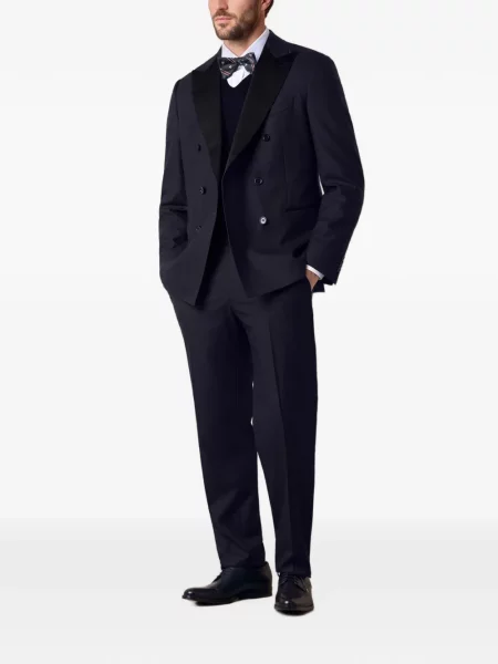Vlněný dvouřadý oblek Brooks Brothers modrý