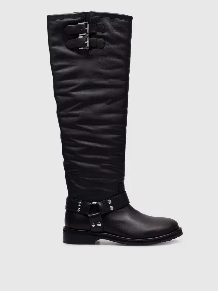 Шкіряні чоботи Darcy з тисненням логотипа Twinset чорні