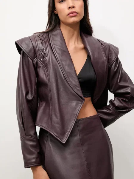 Кожаная куртка Answear.lab бордовая