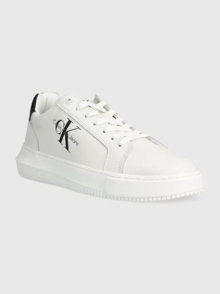 Trampki Calvin Klein Jeans z nadrukiem casual sznurowane białe