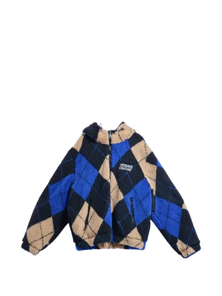 Geacă de blugi Versace Jeans Couture cu glugă cu model argyle albastru