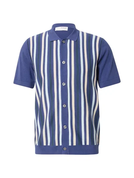 SELECTED HOMME Pletena jopa SLHMATTIS / safir / pastelno modra / temno modra bež