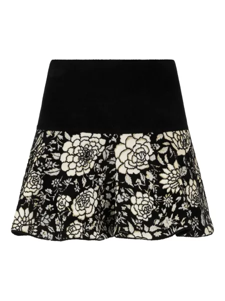 Fusta mini Roberto Cavalli cu model floral din jacard negru
