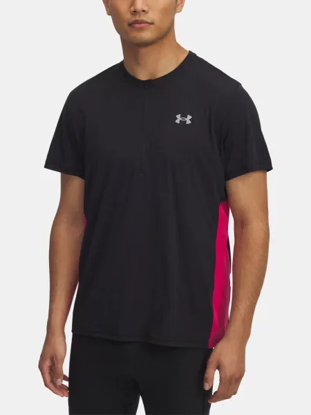 Pánske bežecké tričko Under Armour Trail Run Zip black/shaded fuchsia/reflective čierna