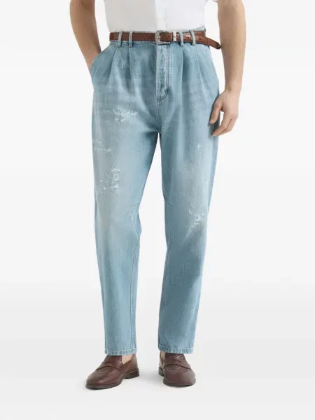 Kalhoty Brunello Cucinelli s 5 kapsami modré