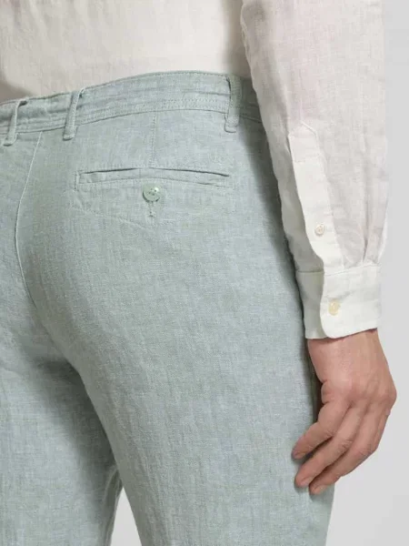 Spodnie z lnu z wiązaniem krój regular fit Mcneal zielone